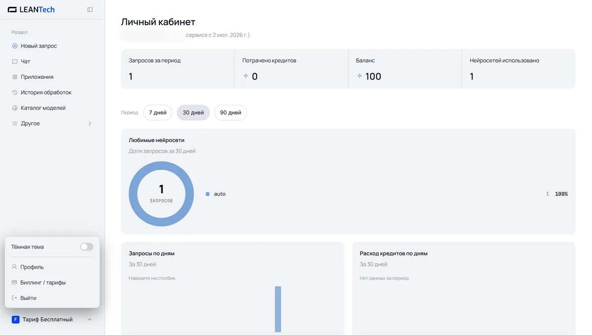 Airtable AI и другие нейросети в кабинете LeanTech AI без VPN